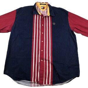 Vintage Tommy Hilfiger shirt men's XL Red White Blue Brushpopper style 90s Loud